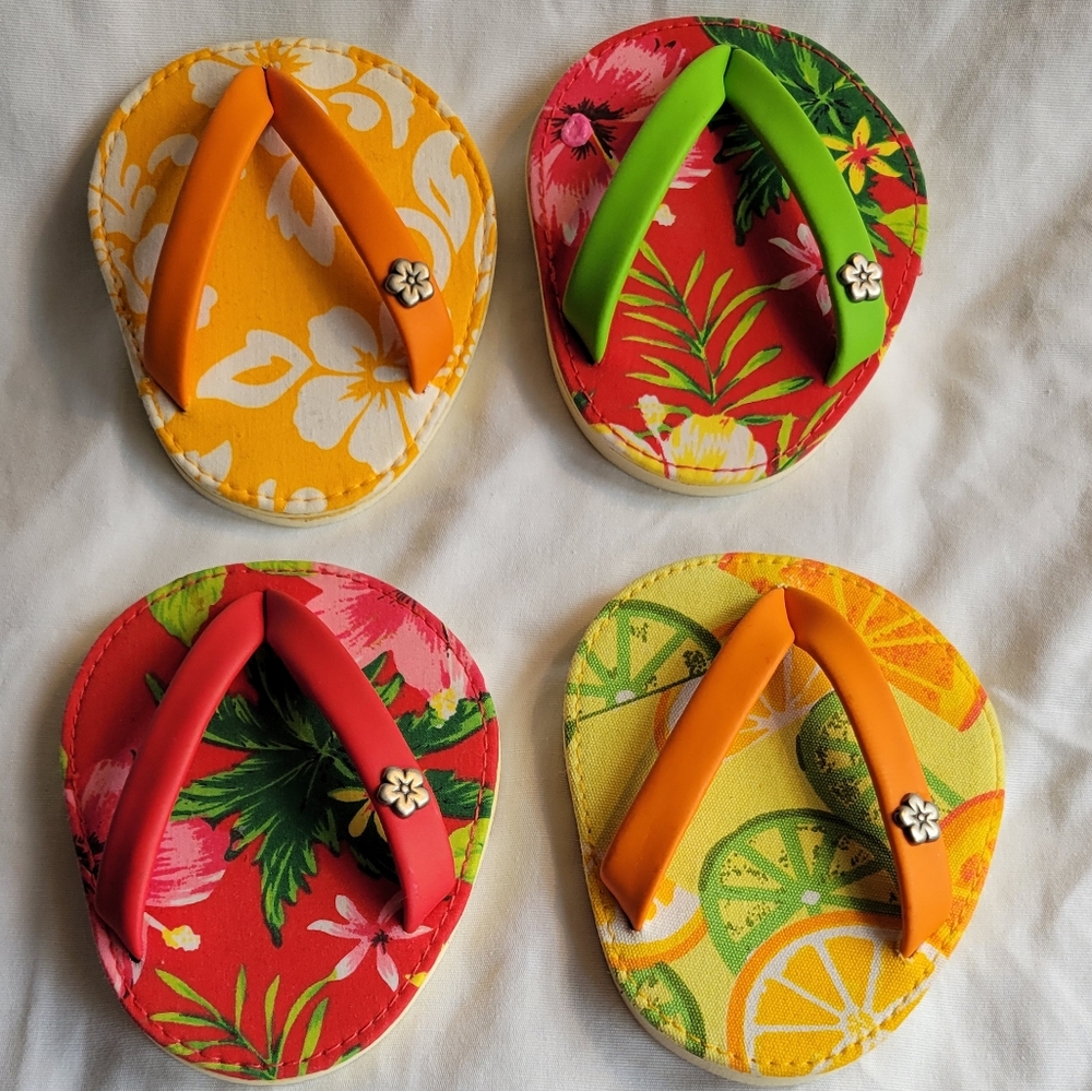 4-Piece Flip Flop Coasters for Wine and Cocktails